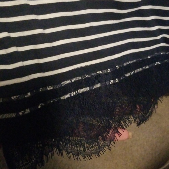 J crew blue and white striped shirt with lace - Picture 2 of 4